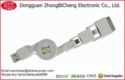 China Retractable 3 In 1 Multi Usb Extension Data Sync Charger Cable For iPhone4 / 5 for sale