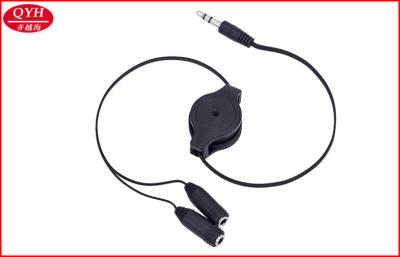 China Male 3.5mm 2 female usb aux in adapter retractable cable for earphone for sale