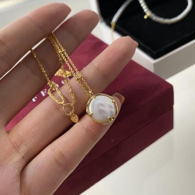 China Wholesale Lead Free Nickel Free Baroque Freshwater Pearl Necklace Ladies Charm Filled Fine Jewelry 925 Sterling Silver Gold Chain for sale