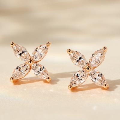 China Trend Designs Lead Free Nickel Free Marquis Cut Zircon Butterfly Shape Stud Earring Korean 925 Silver 14k 18k Gold Plated Christian Women Earrings for sale