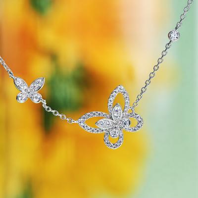 China Lead Free Delicate Butterfly Pendant Necklace Romantic Diamond Zircon 18k White Gold Nickel Free Wedding Wedding Necklaces Jewelry For Women for sale