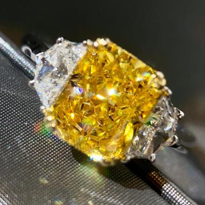 China AAAAAA Lead Free Nickel Free Cubic Zirconia Claw Setting Yellow Diamond Rings 925 Sterling Silver Jewelry for sale