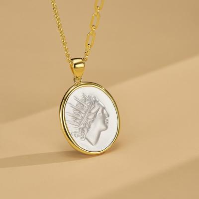 China Ins Style Lead Free Nickel Free Vintage Sun Coin Necklace 925 Sterling Silver With 18K Yellow Gold Plated Pendant Necklace for sale