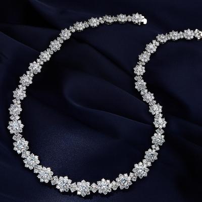 China Luxury Bridal Jewelry Sunflower Lead Free Nickel Free Chains Jewelry 925 Sterling Silver Plated White Gold Zircon Necklace for sale