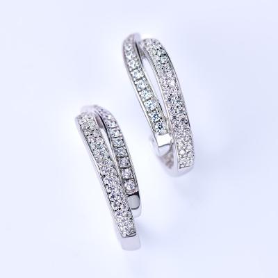 China Popular gold plated gemstone zircon earring 925 sterling silver circle diamond lead free nickel free ladies designer huggies earing for sale