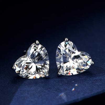 China Luxury Heart Shape Diamond Stone Earrings 925 Sliver Lead Free Nickel Free Women Engagement Earring Women 18k White Gold for sale