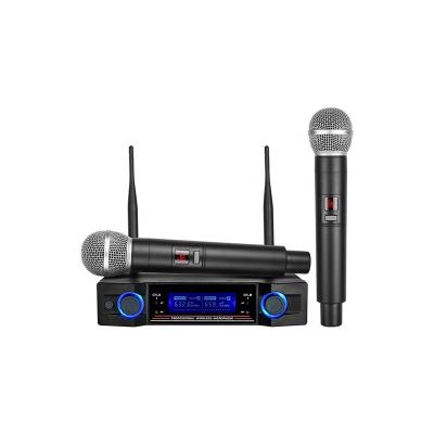 China Pro VHF Dual Microphone Long Range Interview Microphone Wireless System Wholesale Wireless System Handheld Microphone Wireless for sale