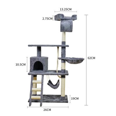 China Viable Stuffed Plush Cat Tree With Hammock Ladder Stable From Manufacturer Wholesale Sisal Short for sale