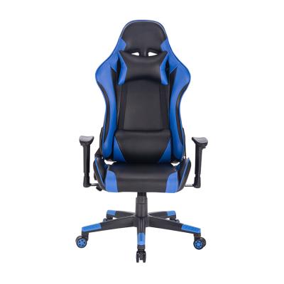 China Adjustable (Height) Customized Logo Brand Adjustable Blue Black PU Rotating Ergonomic Gaming Chair for sale