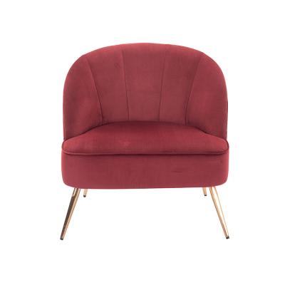 China Nordic Modular Leg Single Seat Sofa Chair For Living Room Shell Shape Gold Plated Stool Style Red Colors for sale