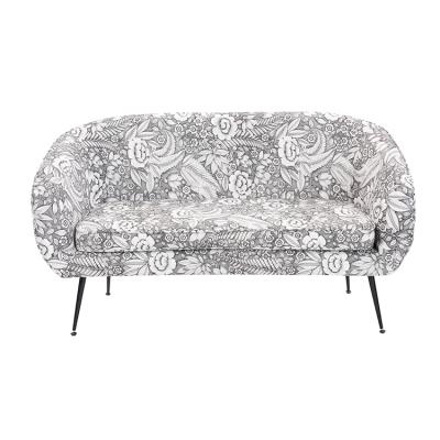 China Customized Modern Design Modular Gray&Floral Print Fabric Two Seat Chesterfield Lazy Lounge Sofa for sale