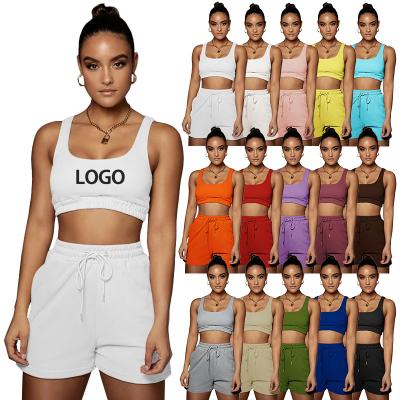 China 2022 New Arrivals New Arrivals Women's Clothing Custom Sexy Women's Cropped Bullets Top Women's Shorts Summer Loose Clothes 2 Piece Set for sale