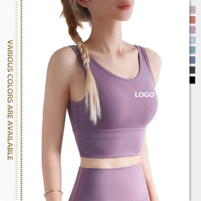 China 2022 Wholesale High Quality Custom Breathable Logo Solid Color Tank Crop Tops Fitness Lift Up Gym Yoga Seamless Bra For Women for sale