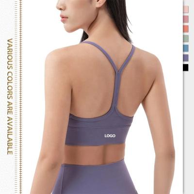 China 2022 New Dropshipping Spaghetti Strap Solid Color Breathable Gym Tank Top Sports Seamless Fitness Clothing Girls Activewear Yoga Bra for sale