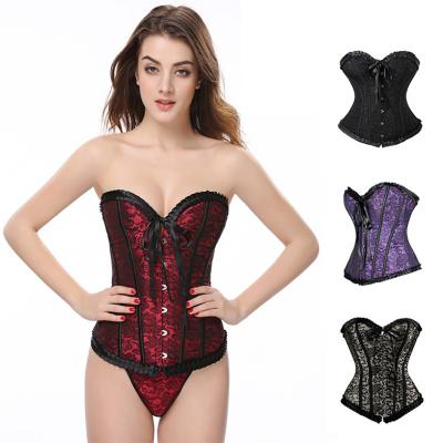 China Antibacterial vintage lace shapewear mesh girdle fashion woman brown latex waist trainer corset tops wrap floral bow waistband for sale