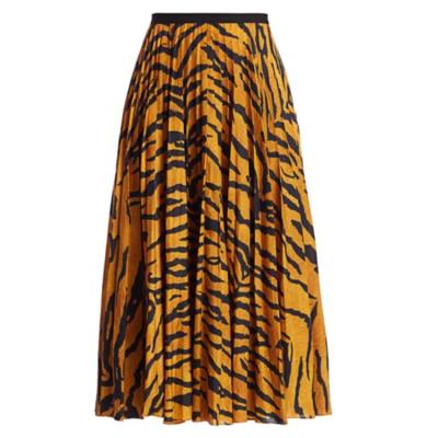 China Custom Women Plus Size High Waist Plus Size Pleated Long Skirts 100% Polyester for sale