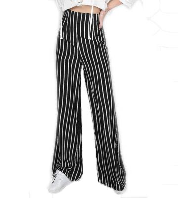 China Anti-pilling 2017 Trends Popular Black Striped Waist High Waist Women Wide Leg Pants (17021601) for sale