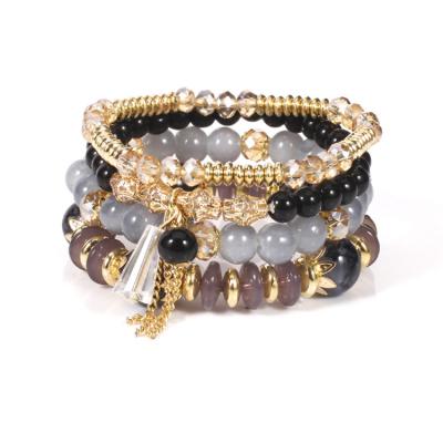 China FASHIONABLE 4 Pieces Of Crystal Bracelet With Multi-Layer Beads Bohemian Style Bracelet With Exotic Style for sale