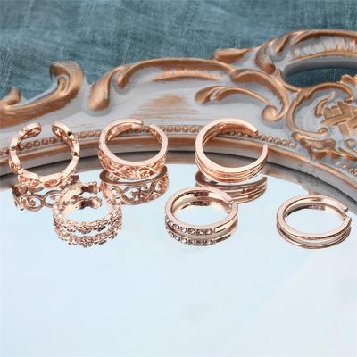 China Vintage 2022 European and American Exaggerated Jewelry 6-Piece Ring Set Diamond Hollow Love Ring Foot Ring of New Border Amazon for sale