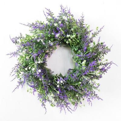 China Mixed Flower Wreath PE 30cm Artificial Flower Wreath Lavender Lavender Wreath For Front Door for sale