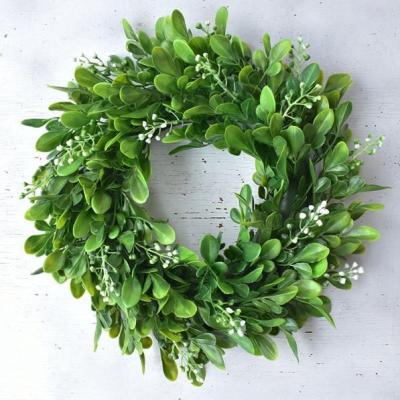 China Home Wreath PE 30cm Christmas Decoration Green Grass Ring Artificial Wreath Plastic Wreath Factory Wholesale Wedding for sale