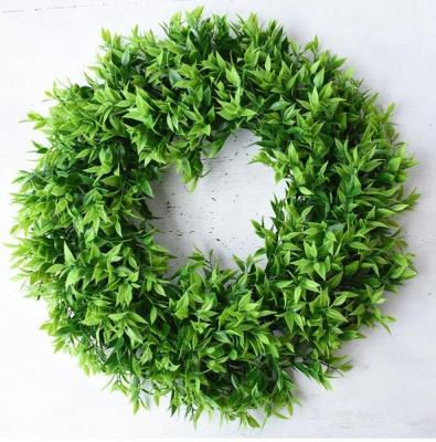 China Plastic Wreath Garland Wedding Decor PE Christmas Home Door Decoration Spring Blue Grass Artificial Wreath for sale