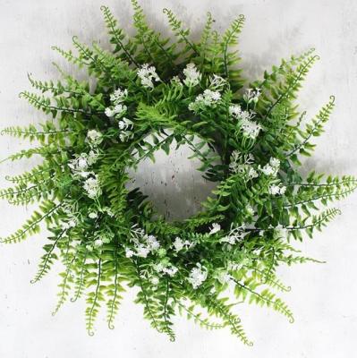 China PE 30cm Green Eucalyptus Wreath For Front Door Garland Artificial Silk Leaves Decoration Wreath With Versatile for sale