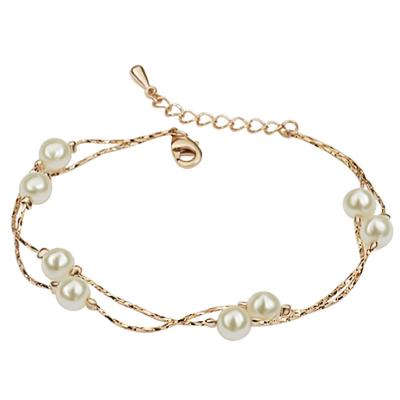 China Popular Wholesale Women Fashion Double-Layer Hollowed Out Pearl Bracelet for sale