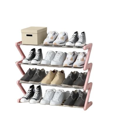 China Minimalist Z - Shaped Simple Assembly Shoe Storage Rack Nordic Style 4 Layers Stainless Steel Shoe Rack for sale