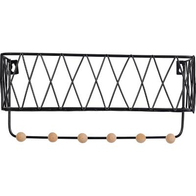 China Simple minimalist multi-functional wall-mounted basket iron wall decoration bedroom wall storage creative home rack for sale