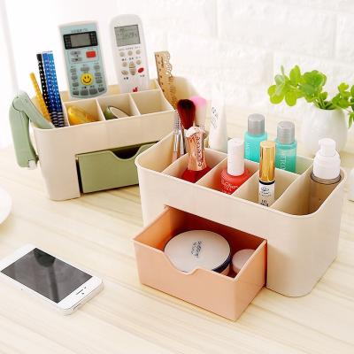 China Plastic Compartmented Cosmetics Desktop Storage Box Drawer Jewelry And Stationery Storage Boxes for sale