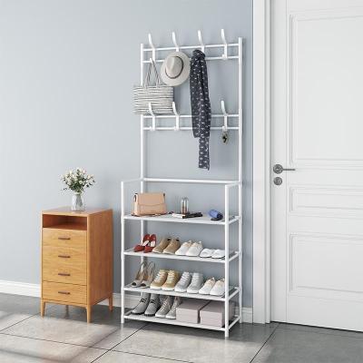 China Traditional Universal Multi-Layer Integrated Stainless Steel Coat Hanger Clothing And Shoes Storage Rack for sale