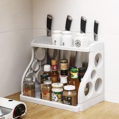 China Creative Double Layer Plastic Seasoning Knives and Condiments Storage Steamable Kitchen Rack Rack for sale