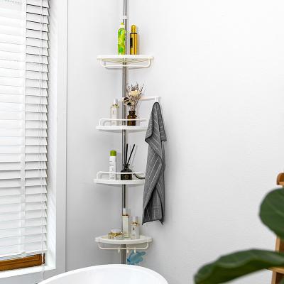 China Hot Selling Stainless Steel Bathroom Minimalist Shelving Corner Telescopic Storage Racks for sale