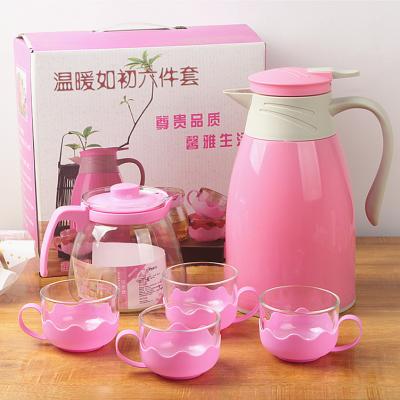 China Sustainable Plastic Pot 6 Sets Household Heat Insulation Glass Teapot And Kettle With Cups for sale