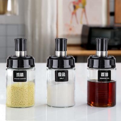 China Freshness Preservation Kitchen Store One Piece Glass Seasoning Airtight Canisters Moisture Proof And Dustproof Seasoning Bottle for sale