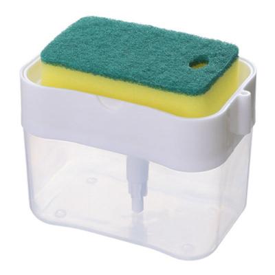 China Sustainable Kitchen Dishwashing Press Tribune Household Sponge Dishwashing Brush Pot Cleaning Liquid Soap Plastic Box for sale