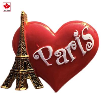 China Eco - Friendly Custom Made Fridge Magnets Tourism Souvenirs Paris France 3D Heart Shaped for sale