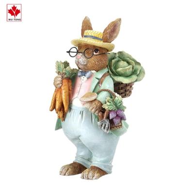 China Europe Holding Resin Bunny Statue Figurine, 10 Inches Tall, Easter Vegetable Gifts for sale