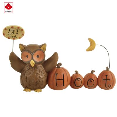 China Christmas Decoration& Custom Gift Halloween Owl and Pumpkin Hoot Sign Home Decor Holiday Gifts for sale