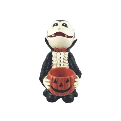 China Crafts Artificial Vampire Ghost With Pumpkin Pot Halloween Resin Craft Decoration for sale