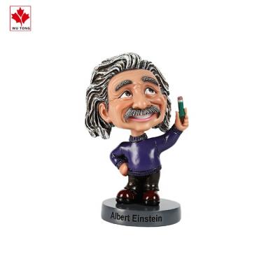 China Eco-friendly Resin Material Custom Flip Head For Car Decoration Einstein Statue Gift for sale