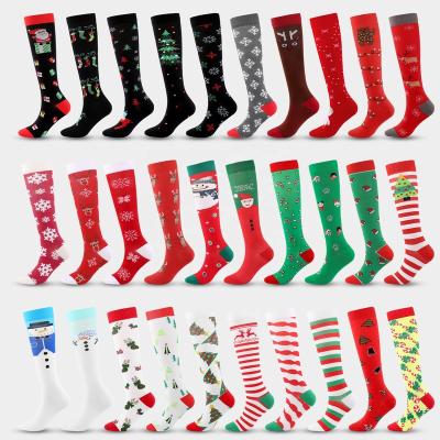 China Breathable Christmas Compression Socks For Christmas Holiday Cheap Compression Stocking Custom Logo Factory Manufacturer for sale