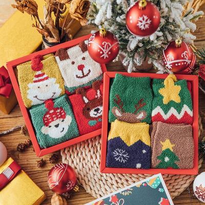 China Antibacterial Christmas Socks Women's Crew Socks With Gift Box Cute Women Christmas Female Floor Socks Wholesale for sale