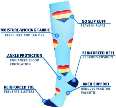 China Breathable Customized Medical Compression Stockings For Men 15-20 mmHg Running Sport Women Nurse Compression Socks for sale