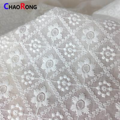 China Wholesale CRF0514 Embroidery Cotton Fabric Viable White Swiss Stock Lot for sale