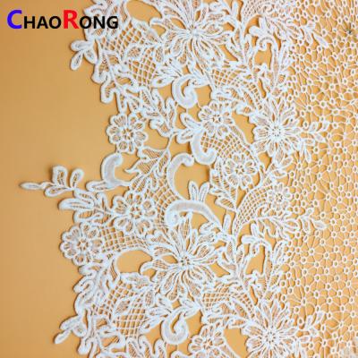 China CRF 15254 White Silk Memory Pant Lace Fabric For Curtains for sale