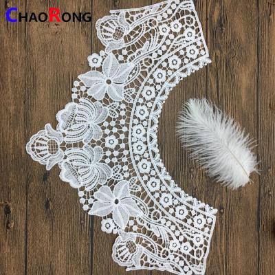 China Flowers Polyester Embroidery Neck Lace Viable White Variety CRN15606 for sale