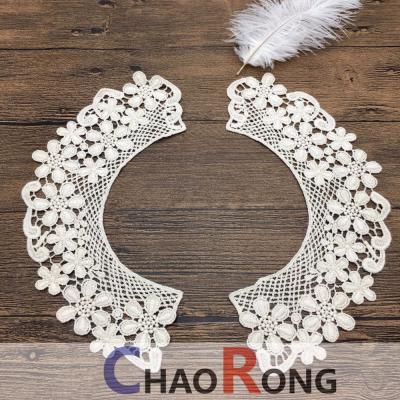 China CRN 14163 OEM Viable White Lace Embroidered Flower Crochet Cotton Neck Collars for sale