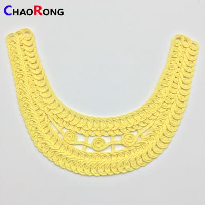 China CRN0434 Polyester Embroidery Neck Sustainable Yellow Lace for sale